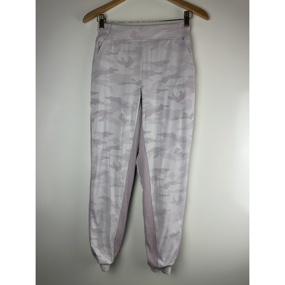 Athleta Brooklyn Lined Camo Jogger Pants Shasta Purple Taper Pants Size 0 Sporty - Picture 13 of 14